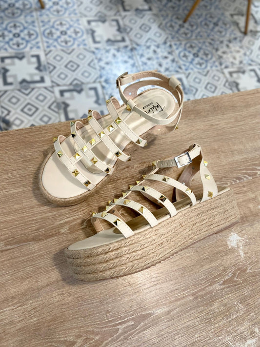 Sandalias Track con Tachuelas y Suela de Yute